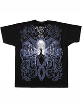 Plus Size Black Printed T-Shirt Men's T-Shirt, Black T-Shirt With Powerful Viking Theme Design-Printed Front And Back